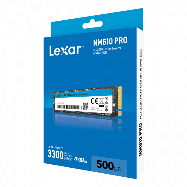 Ổ cứng SSD Lexar LNM610 PRO 500GB M.2 2280 PCIe 3.0x4 (Đoc 3300MB/s - Ghi 1700MB/s) - (LNM610P500G-RNNNG)