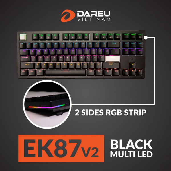 Bàn phím cơ Gaming DAREU EK87 v2 (2 sides RGB strip, Blue/ Brown/ Red D switch)