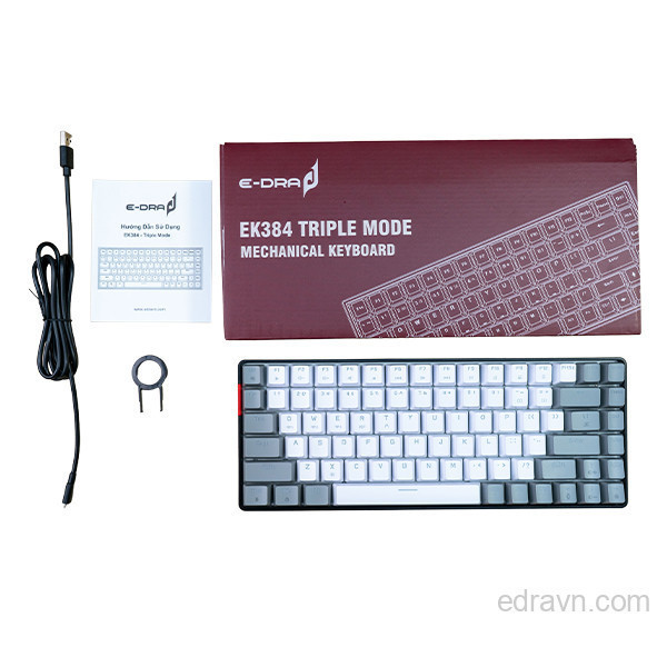 Bàn phím chơi game cơ không dây E-DRA EK384 Triple Mode - Beta