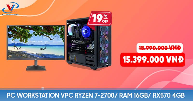PC WORKSTATION VPC Ryzen 7-2700/ RAM 16GB/ RX570-4GB 