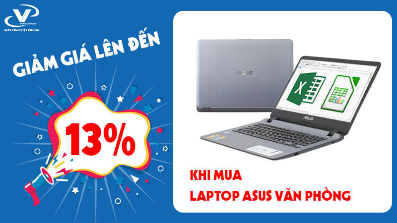 Giảm giá lên tới 13% khi mua laptop văn phòng Asus 