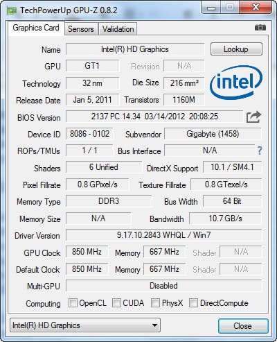 Kiểm tra card đồ họa máy tính bằng phần mềm GPU-Z