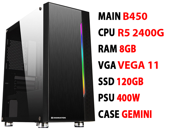 PC Gaming VPC APEX R5 2400G/8GB/VEGA 11/400W