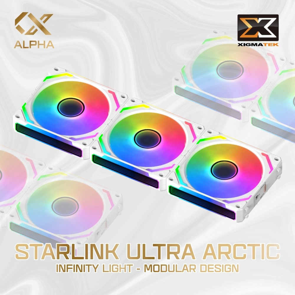 XIGMATEK STARLINK ULTRA ARTIC - EN40856 - ARGB, INFINITY LIGHT, MODULAR DESIGN, PACK x3, CONTROLLER