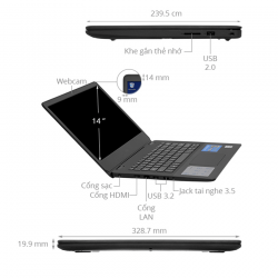 Laptop Dell Vostro 3400 V4I7015W1 (Core™ i7-1165G7 | 8GB | 512GB | MX330 2GB | 14.0-inch FHD | Win 11 | Office | Đen)