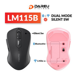 Chuột không dây DAREU LM115B (Dual Mode: Bluetooth + 2.4G - Silent SW)